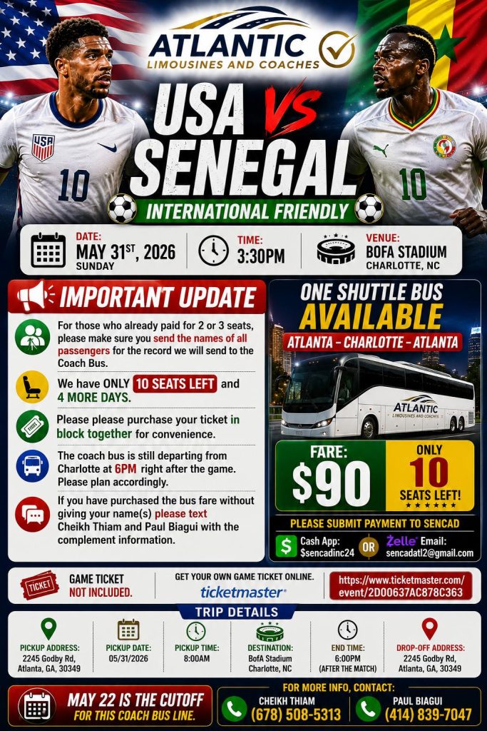 USA vs. Senegal International Friendly — Shuttle Bus Announcement